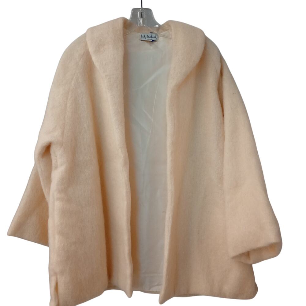 Vintage 1960's-70's Emily Wetherby Ivory Mohair Lined Coat; Open Front; Pockets